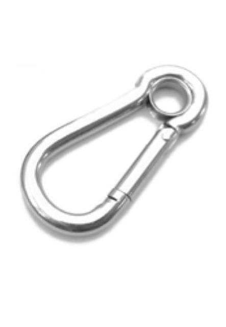 Edelst.-Karabinerhaken mit Kausch 80 mm