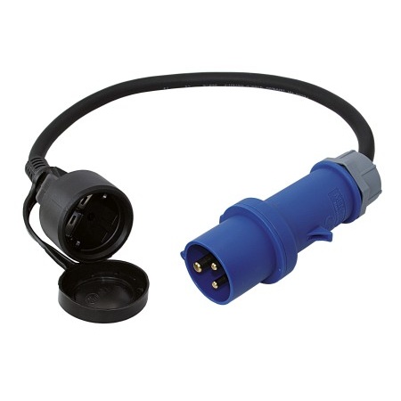 Adapterkabel 0.5m CEE-Stecker >Schuko-Kupp.