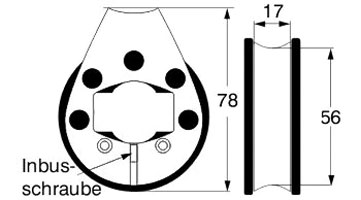 Reffleinenbl. für Relingsstütze 25mm Kugellager