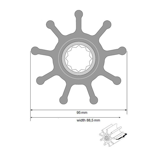 [BB09-802B] Johnson Impeller für F9 Pumpe, Neopren