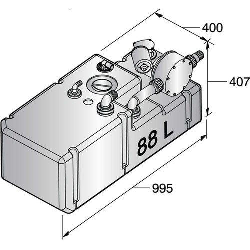[WWS8824B] Vetus Schmutzwassertanksystem 88l/24V