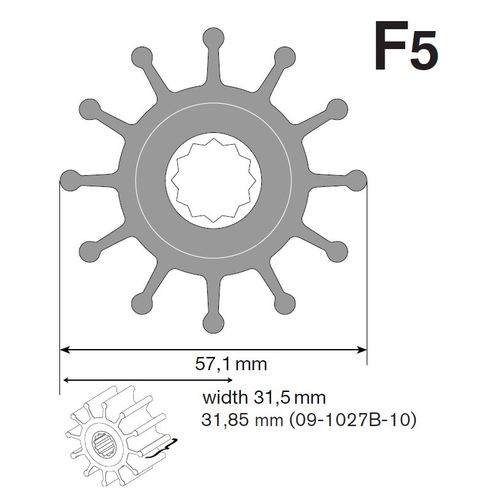 [BB09-1027B-9] Johnson Impeller für F5 Pumpe, Nitril