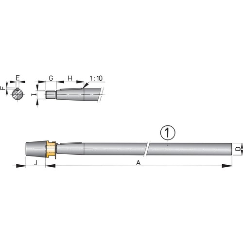 [BBSA25/1500] Vetus Niro-Welle mit Hutmutter L=1500mm,Ø25mm