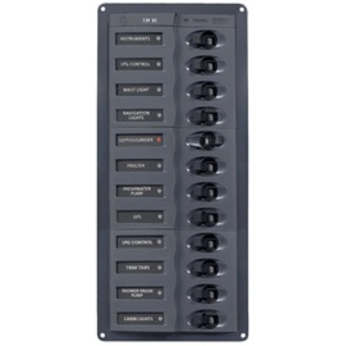 [BB902NMV] BEP Trennschalter-Panel DC 12V, 12-fach, vertikal