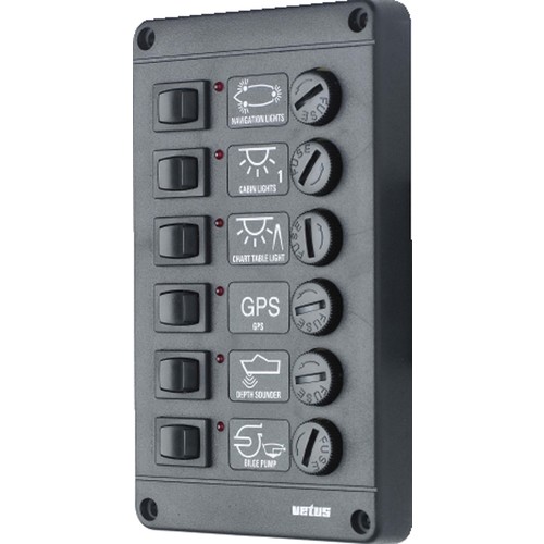 [BBP6F24] Vetus Schalterpaneel mit 6 Glassicherungen 24 Volt