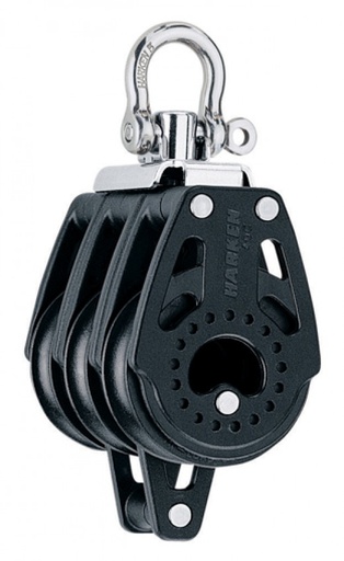 [40762] Harken 40mm Dreifach Carbo Block mit Wirbel und Hundsfott