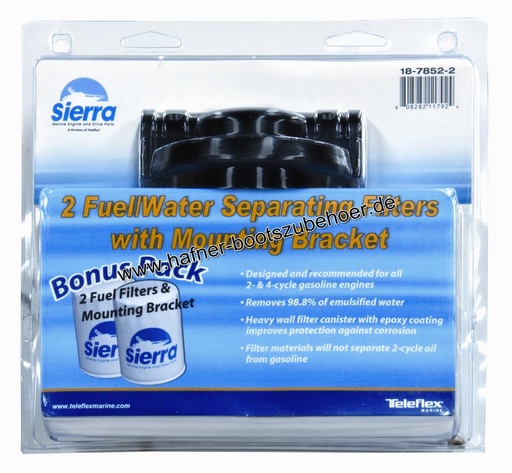 [18-7852-2] Benzinfilter/Wasserabscheider 2 Filter mit 1 Halter Ersatzteil Sierra Marine 18-7852-2