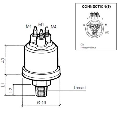 [BB360081039007C] VDO Öldruck Sensor 10bar/150psii, 2p, M14 x 1.5